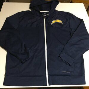 San Diego Chargers Mens XL Full Zip Jacket Hooded Blue Majestic Therma Base
